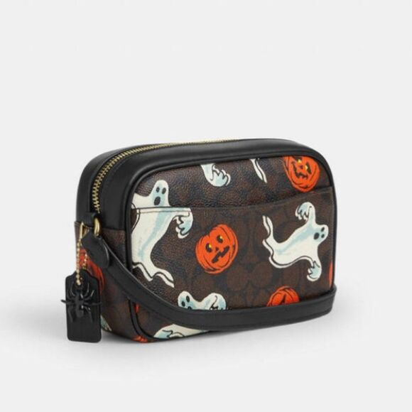 Authentic Coach Mini Jamie Camera Bag In Signature Canvas With Halloween Print - Picture 9 of 12